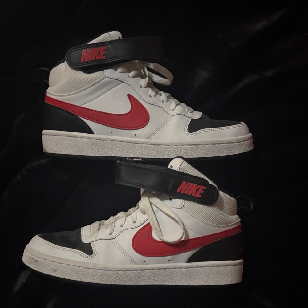 Nike Red and White High-Top Sneakers